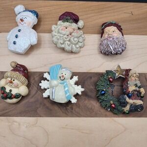 Lot Of 6 Cute Dickens Style Victorian Resin Christmas Brooches Pins